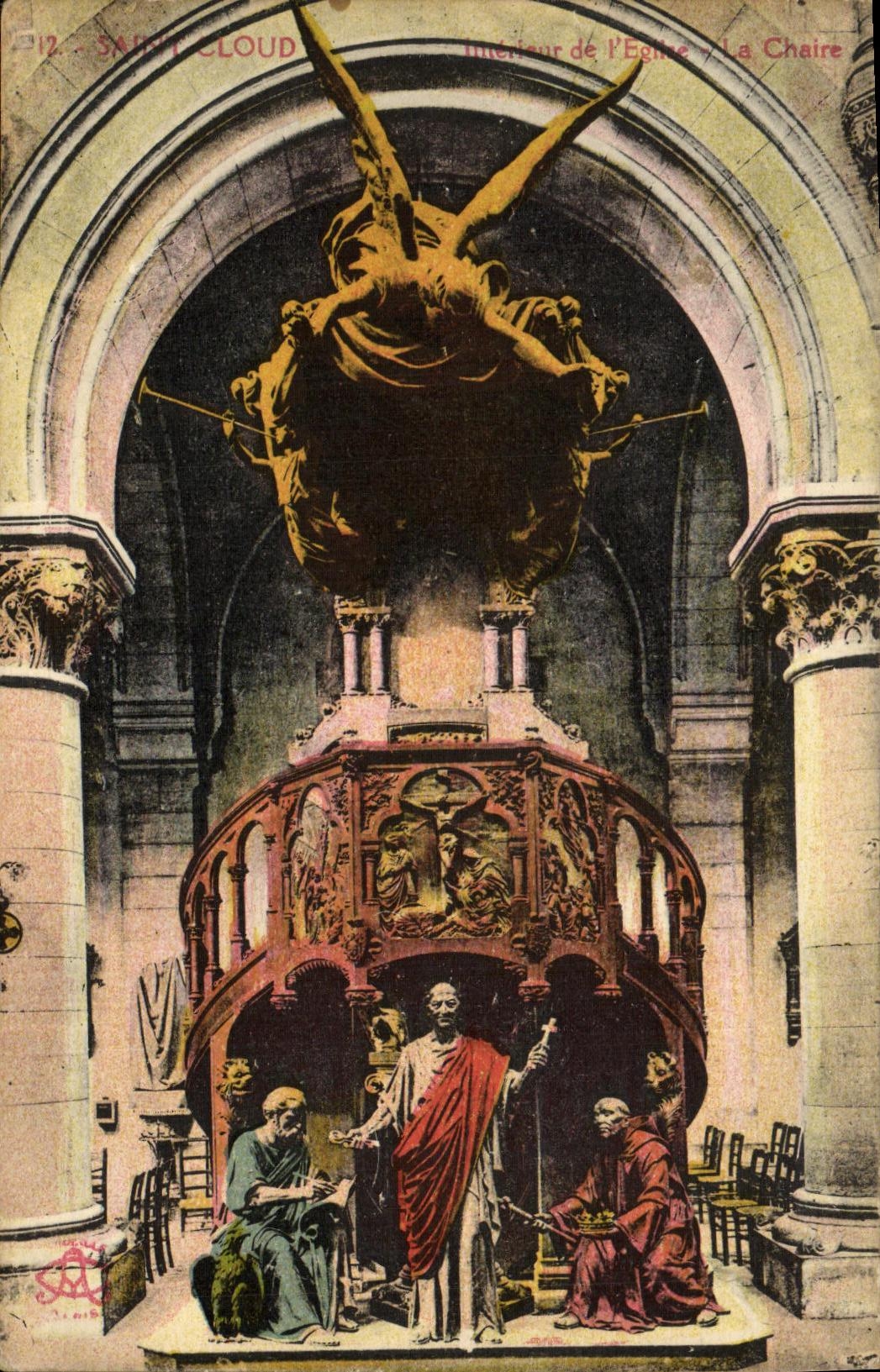 CPA Saint Cloud Interieur de l eglise La chaire 