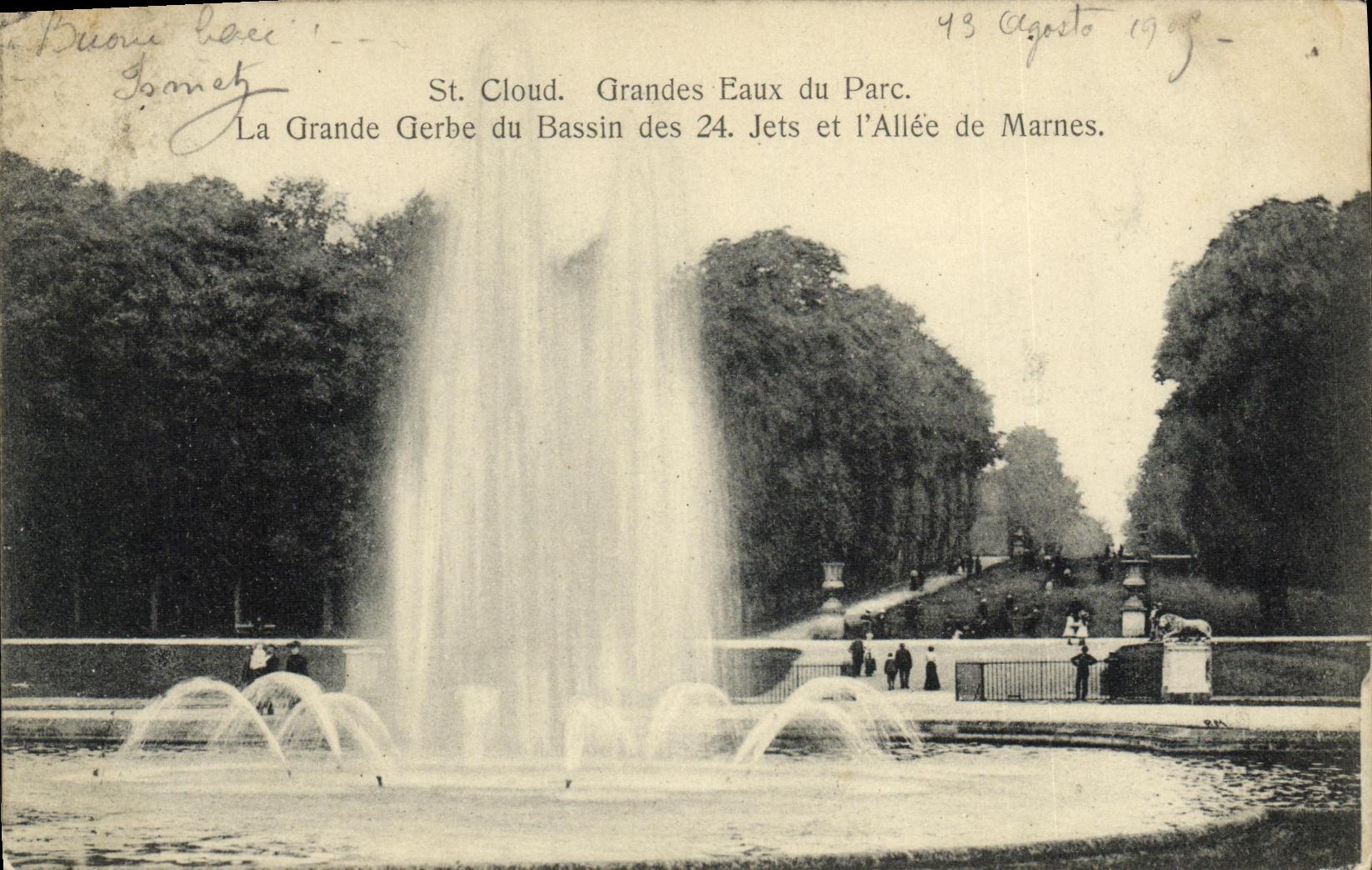 CPA Saint Cloud Grande Eaux du Parc La Grande Gerbe du Bassin 