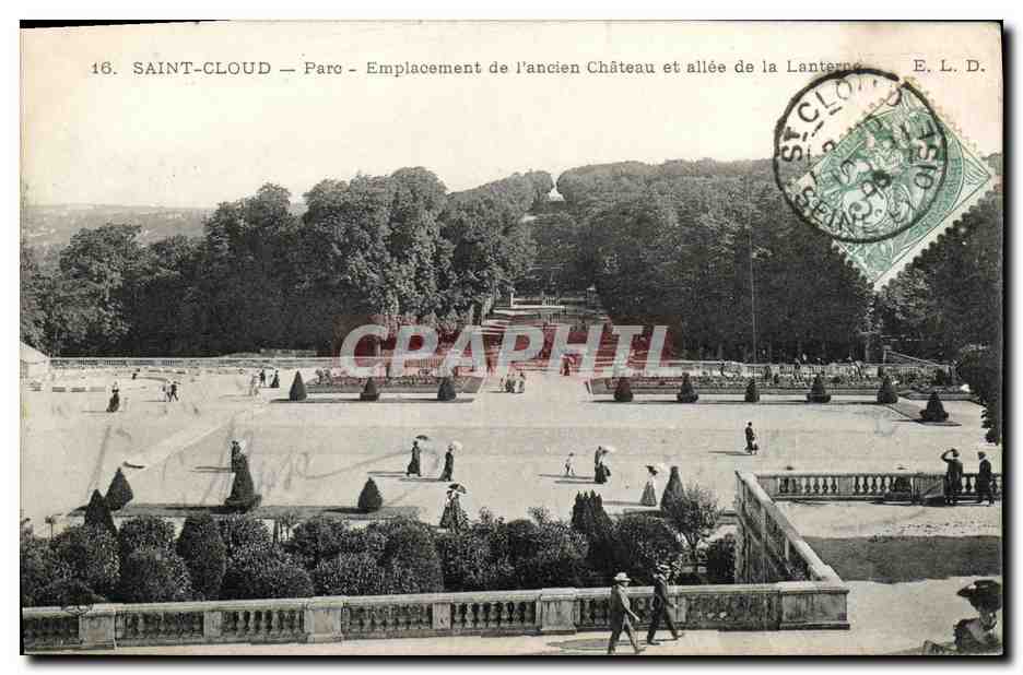 CPA Saint Cloud Parc emplacement de l ancien chateau et allee de la lanterne
