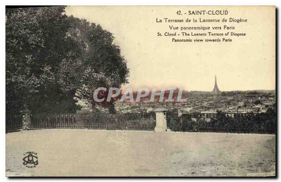 CPA Saint Cloud La Terrasse de la Lanterne de Diogene Vue panoramique vers Paris Tour Eiffel