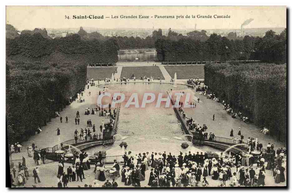 CPA Saint Cloud Les Grandes Eaux Panorama Pris de la Grande Cascade