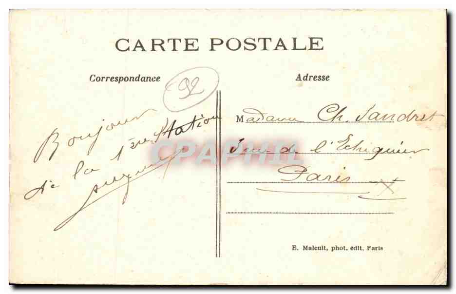 CPA Suresnes L Ecluse — Rückseite