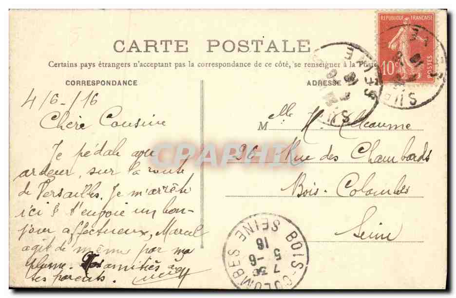 CPA Suresnes Bords de Seine Usine Automobiles Pax — Rückseite