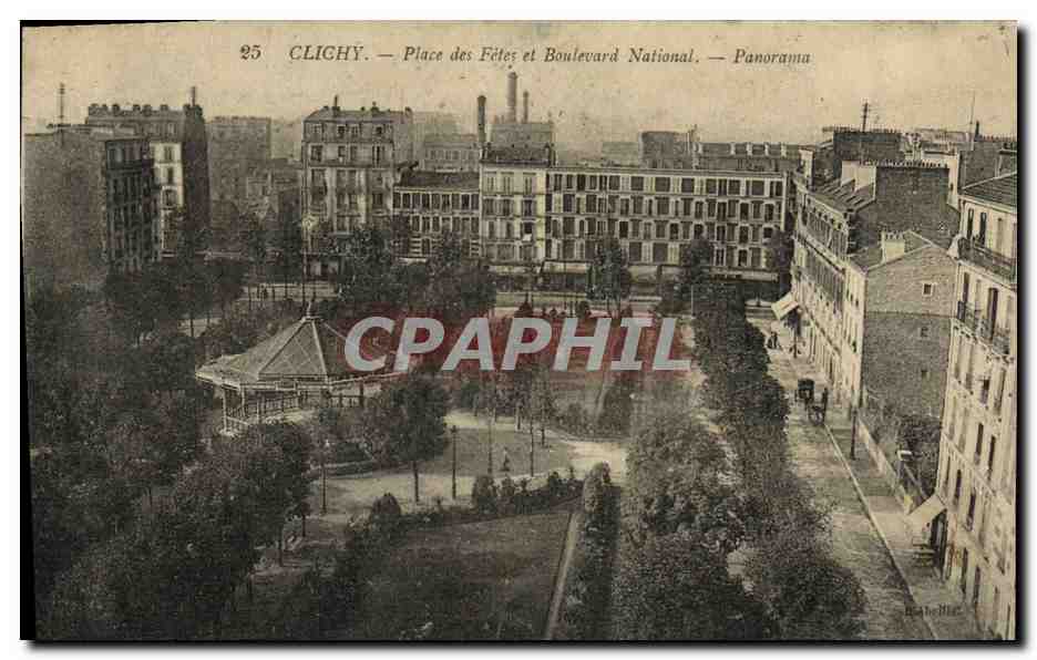 CPA Clichy Place des Fetes et Boulevard National Panorama 