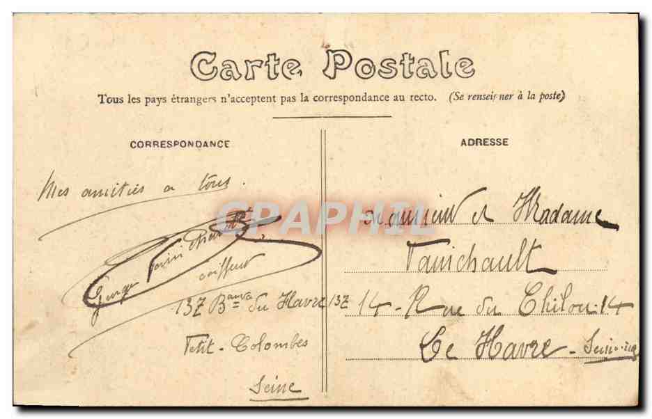 CPA Colombes Inondations de 1910 Le Pont de Bezons — Rückseite