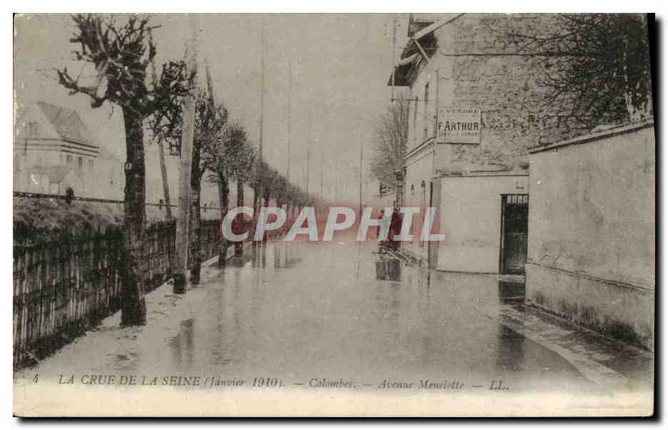 CPA Colombes Crue de la Seine Avenue Menelotte 