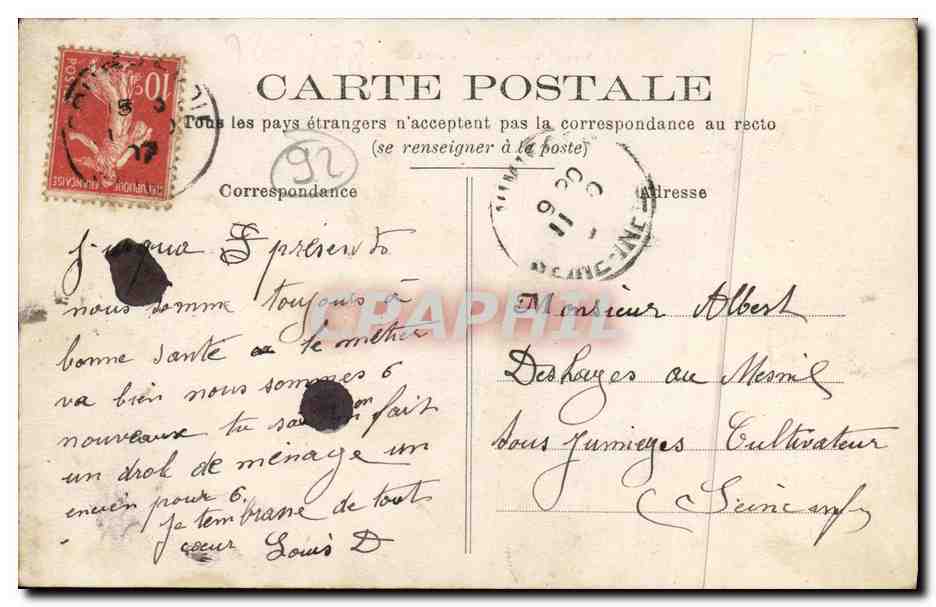 CPA Courbevoie Caserne d Infanterie Militaria  — Rückseite