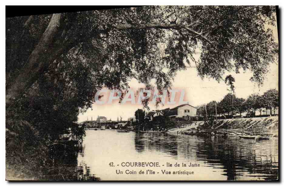 CPA Courbevoie Ile de la Jatte Un coin de l ile Vue artistique