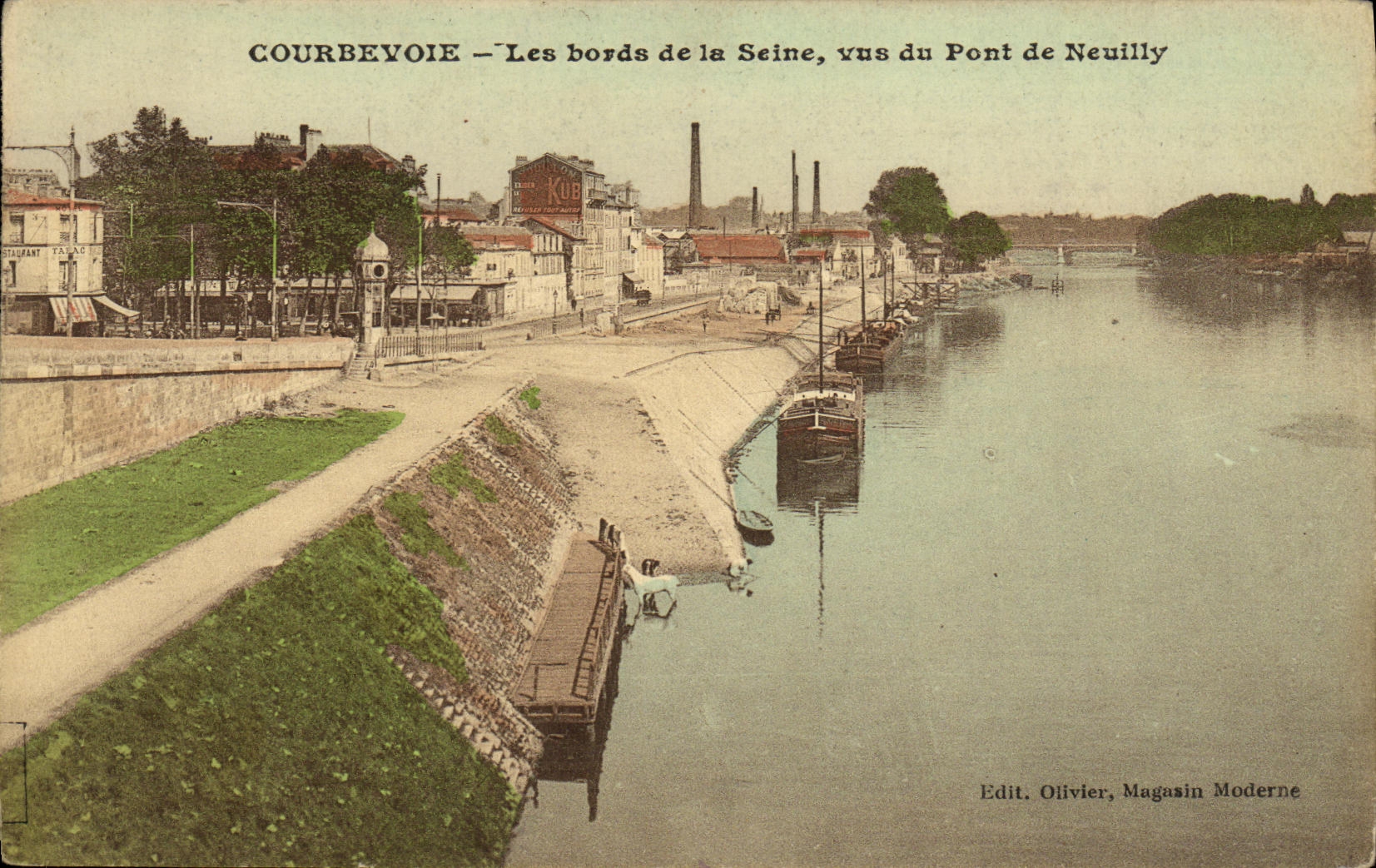 CPA Courbevoie Les Bords de la Seine Vus du Pont de Neuilly Peniche 