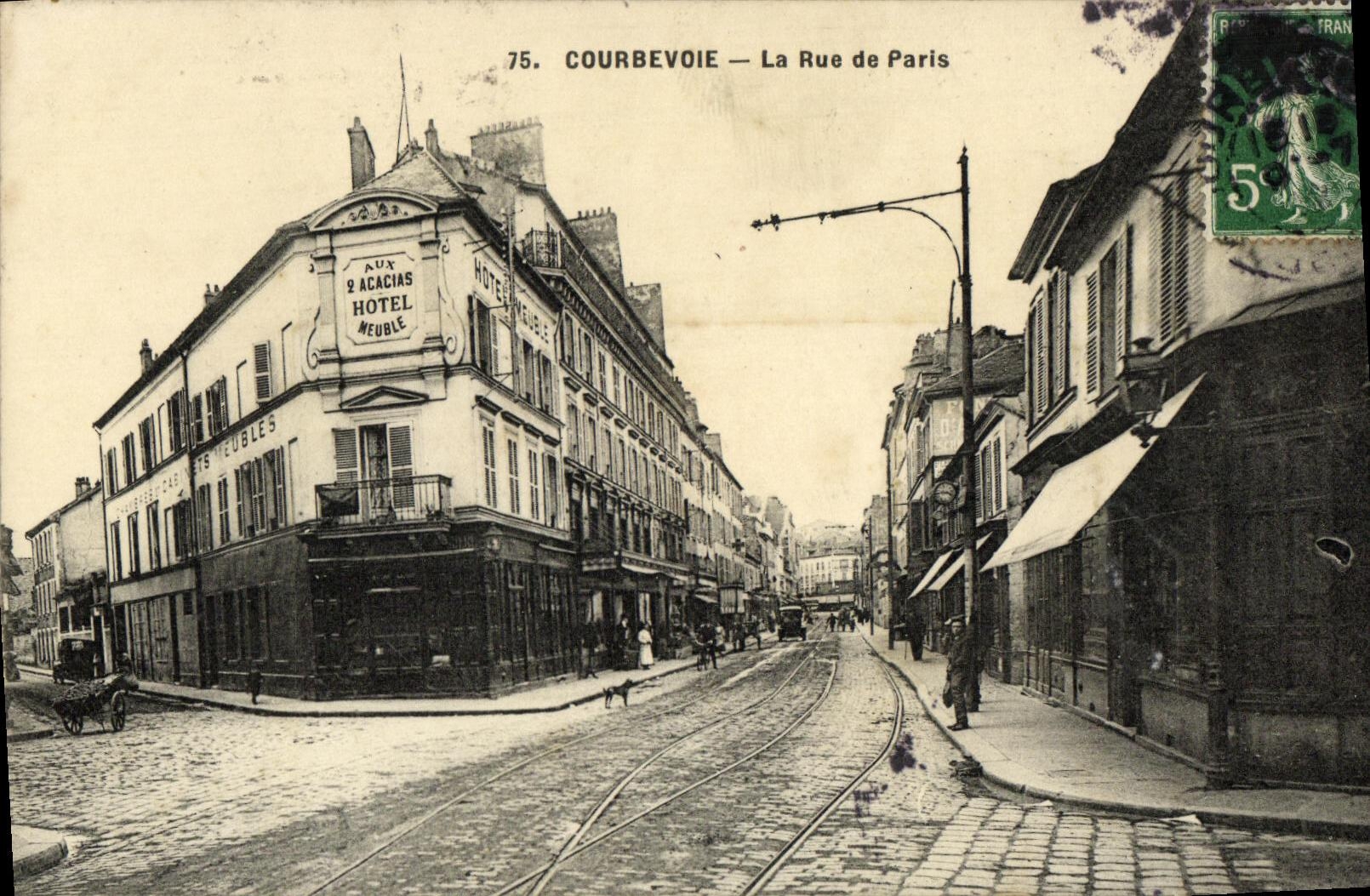 CPA Courbevoie La Rue de Paris Hotel Aux 2 Acacias Hotel meuble 