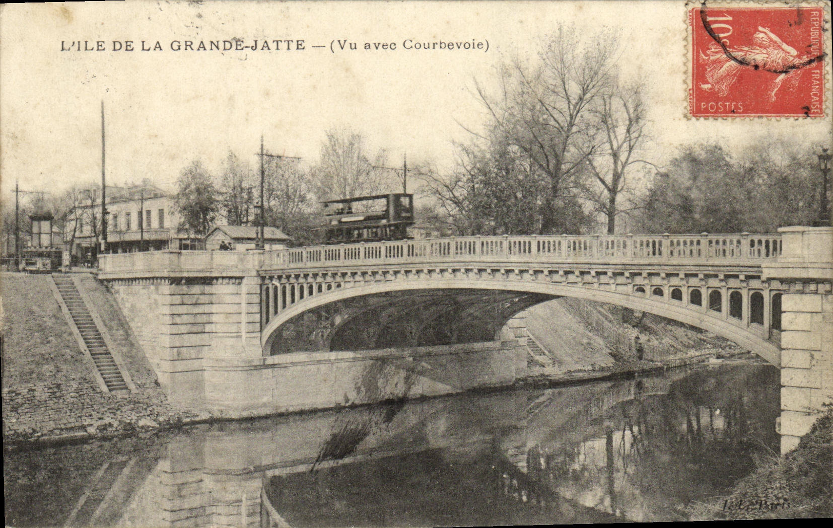 CPA Ile de la Grande Jatte Vu avec Courbevoie