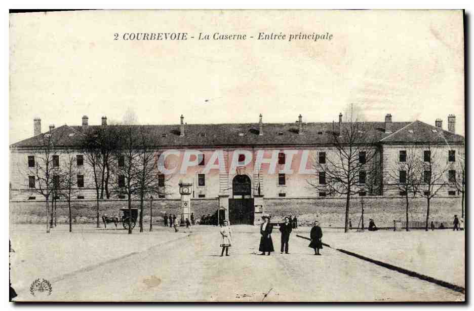 CPA Courbevoie La Caserne Entree Principale Militaria