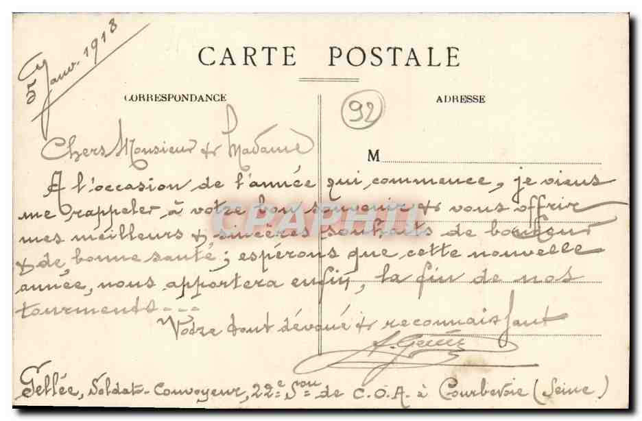 CPA Courbevoie Caserne du 119eme Ligne Entree principale Militaria  — Rückseite