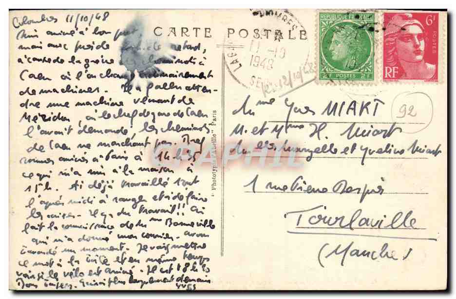 CPA Colombes Eglise Sainte Marie des Vallees Rue du souvenir  — Rückseite