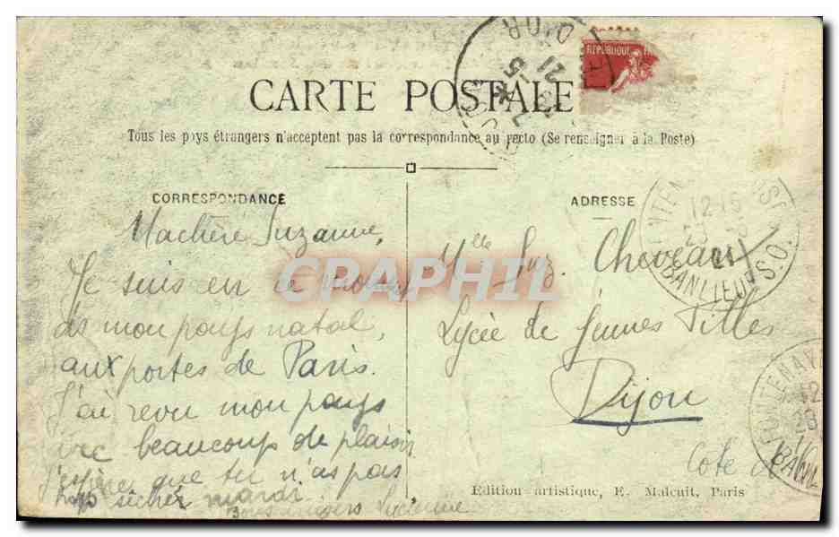 CPA Fontenay au Roses Le Chateau Boucicaut Vu des Jardins — Rückseite