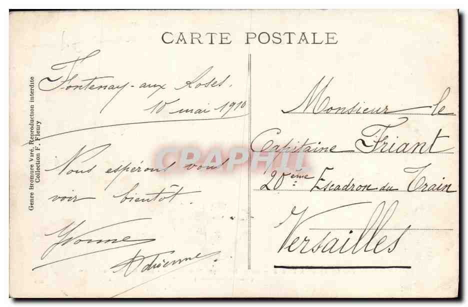 CPA Fontenay au Roses Une avenue Du Parc — Rückseite