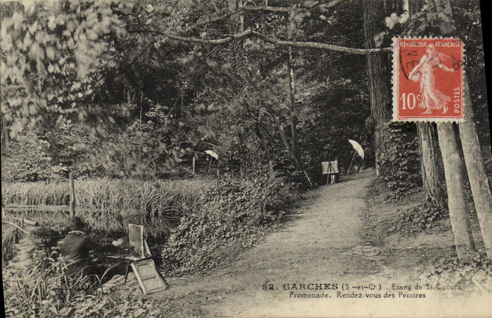 CPA Garches Etang de St Cucufa promenade Rendez vous des Peintres 
