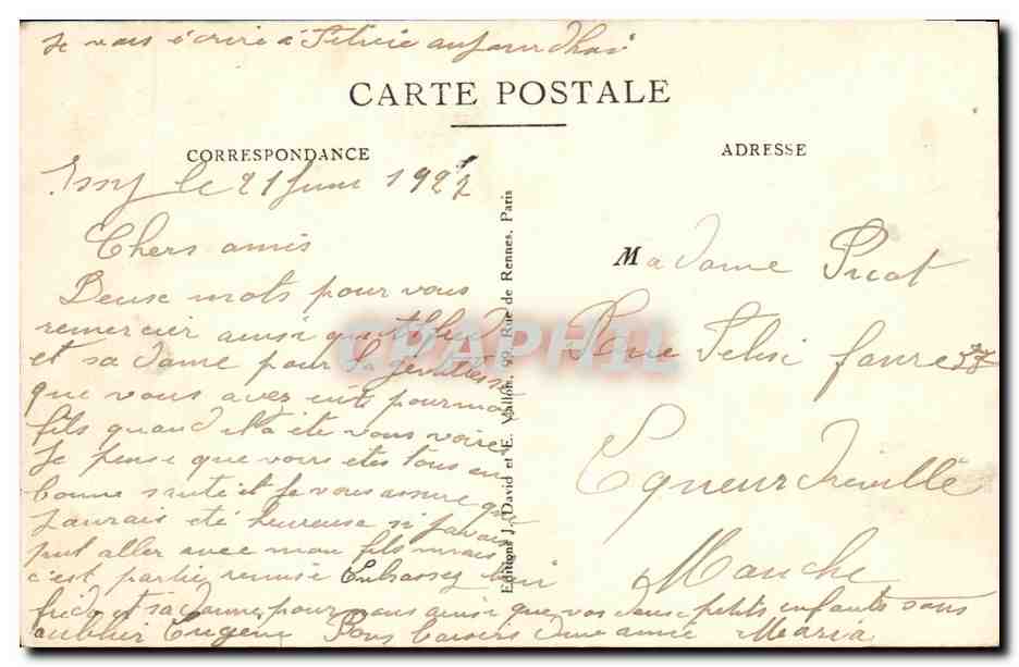 CPA Ecole Pierrre de Luxembourg Rue Ernest Renan Issy Le Jardin — Verso