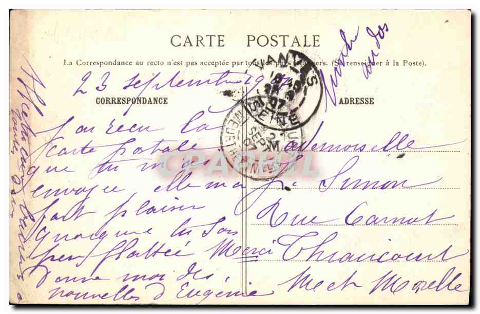 CPA Issy les Moulineaux Le Chateau — Verso
