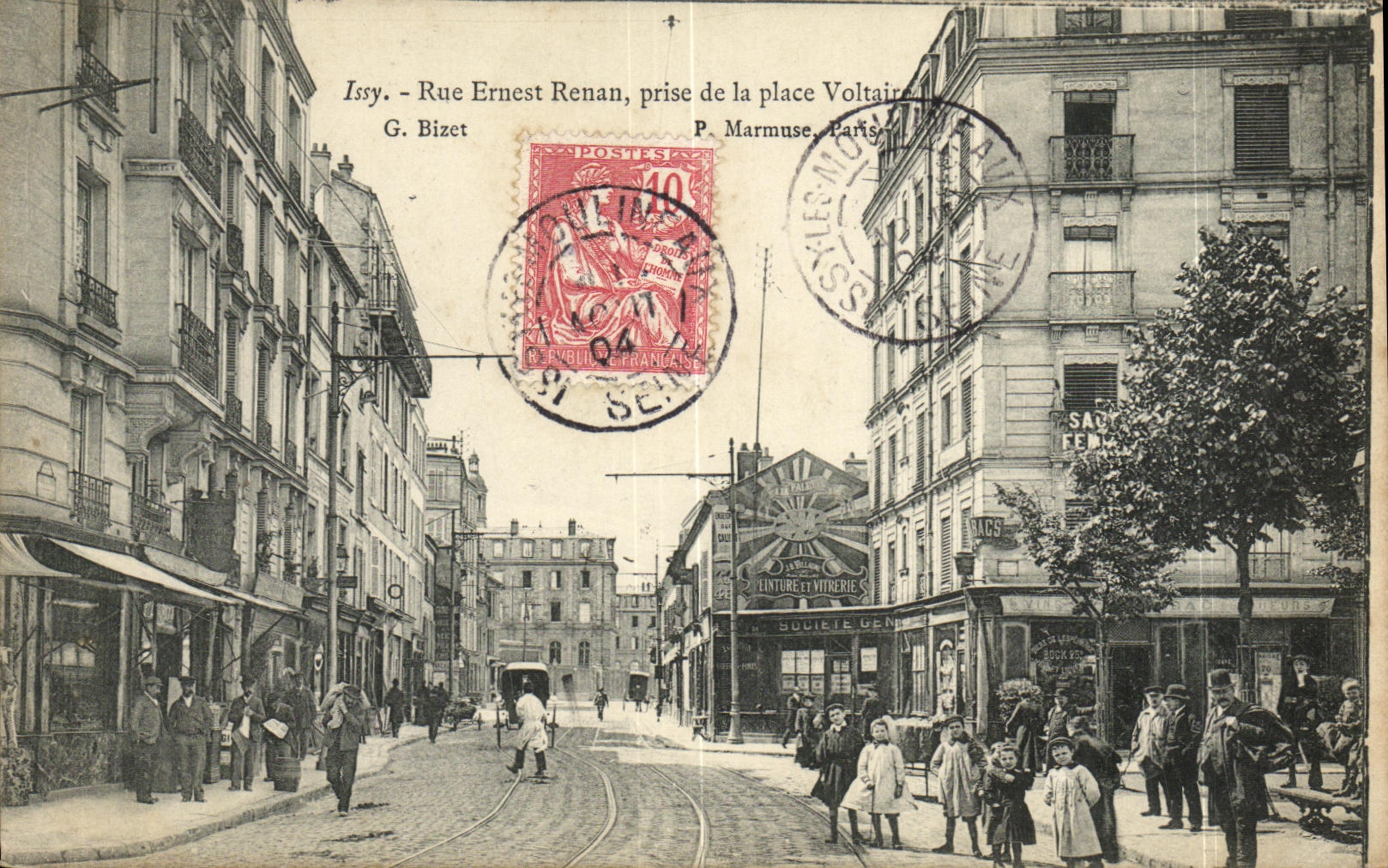 CPA Issy Rue Ernest Renan prise de la place Voltaire Enfants