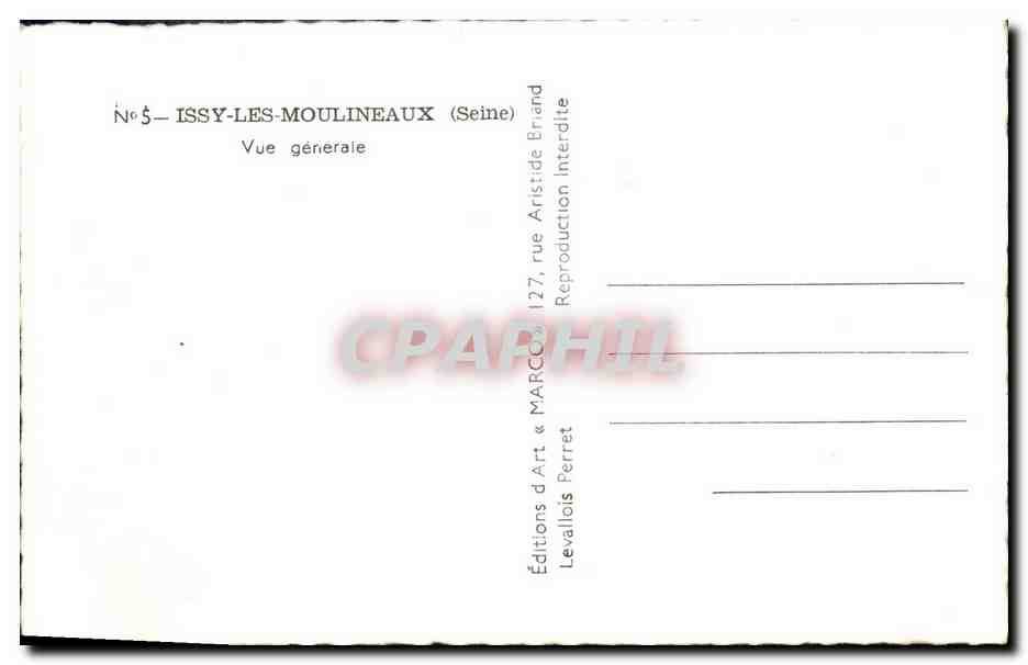 CPM Issy les Moulineaux Vue generale — Verso