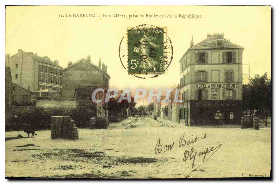 REPRO Recto verso La Garenne Rue d Asnieres Rue Kleber prise du boulevard de la Republique  — Rückseite