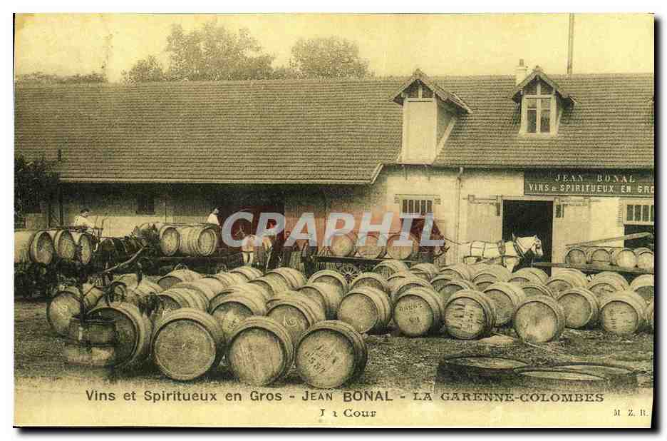 REPRO Recto verso La Garenne La Mairie Vins et spiritueux Jean Bonal La cour  — Rückseite