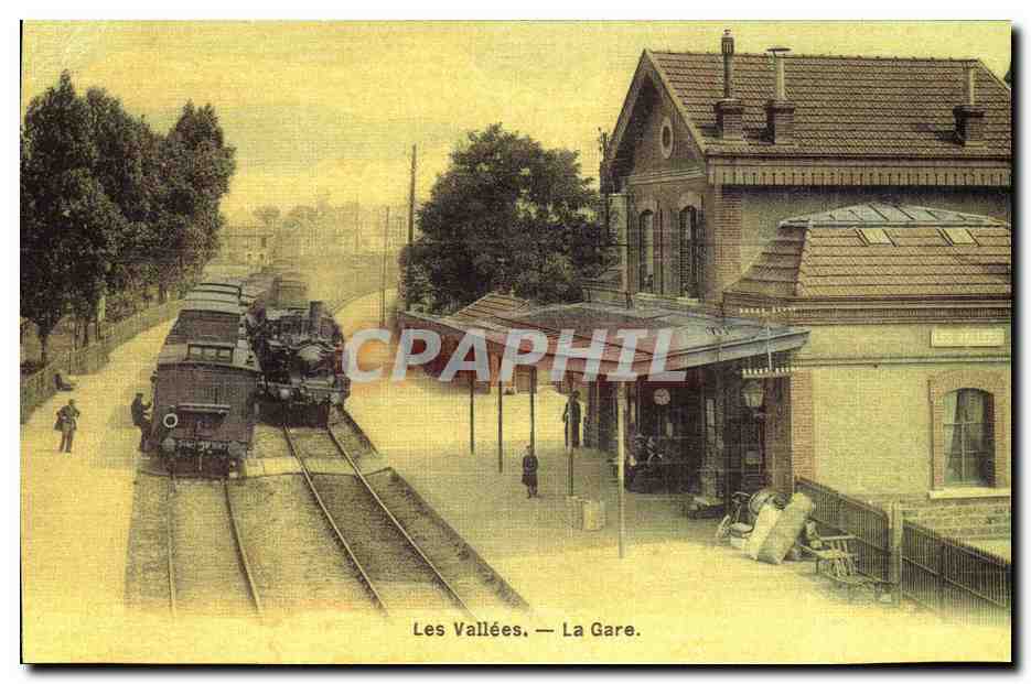 REPRO carte recto verso Les Vallees La Gare La Garenne Colombes Echasses Chien