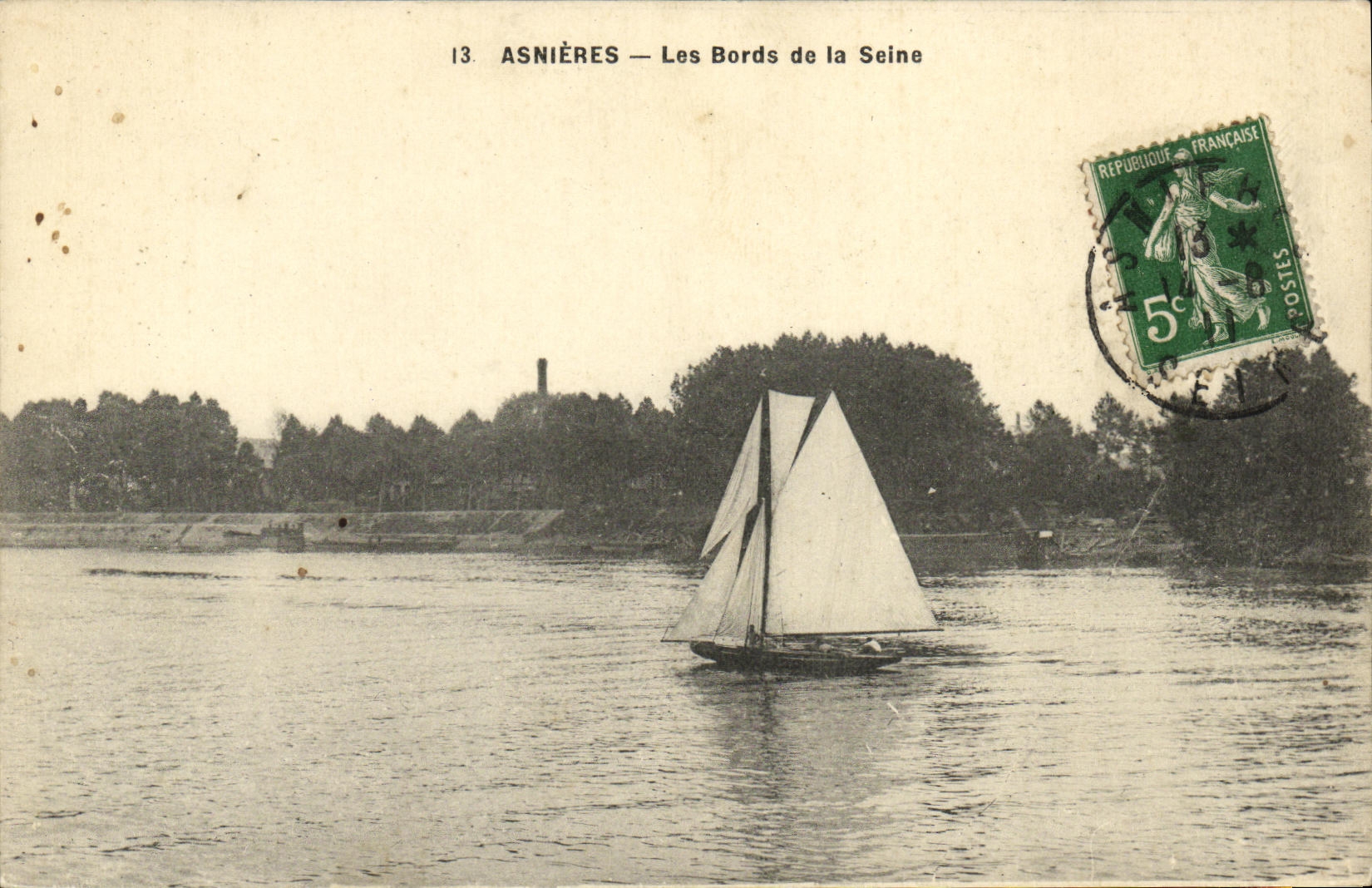CPA Asnieres Les Bords de la Seine Bateau 