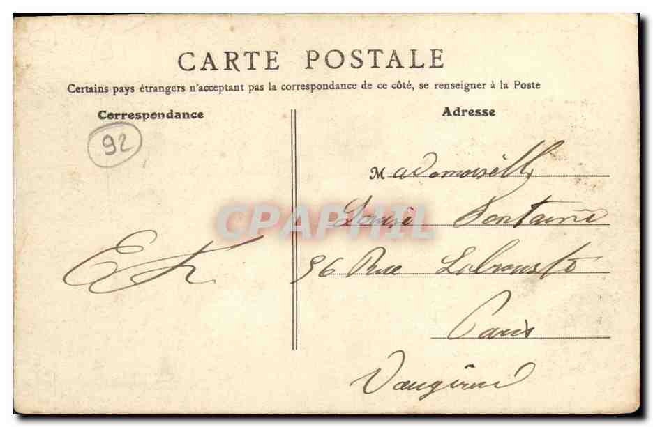 CPA Asnieres Cimetiere des Chiens — Rückseite