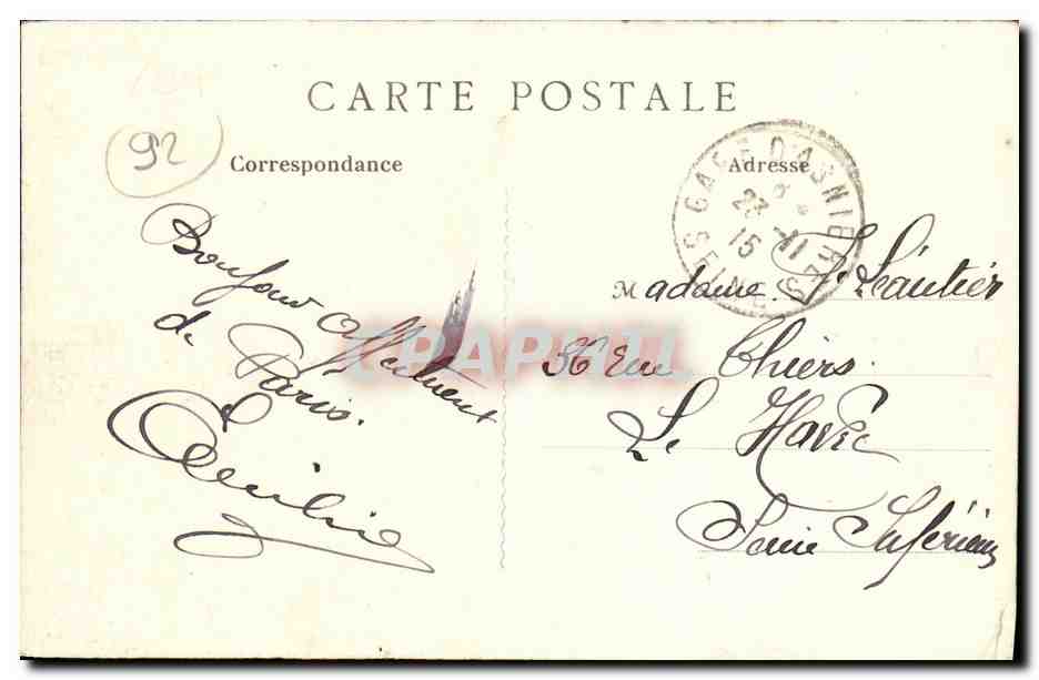 CPA Asnieres Panorama Nord Est — Rückseite