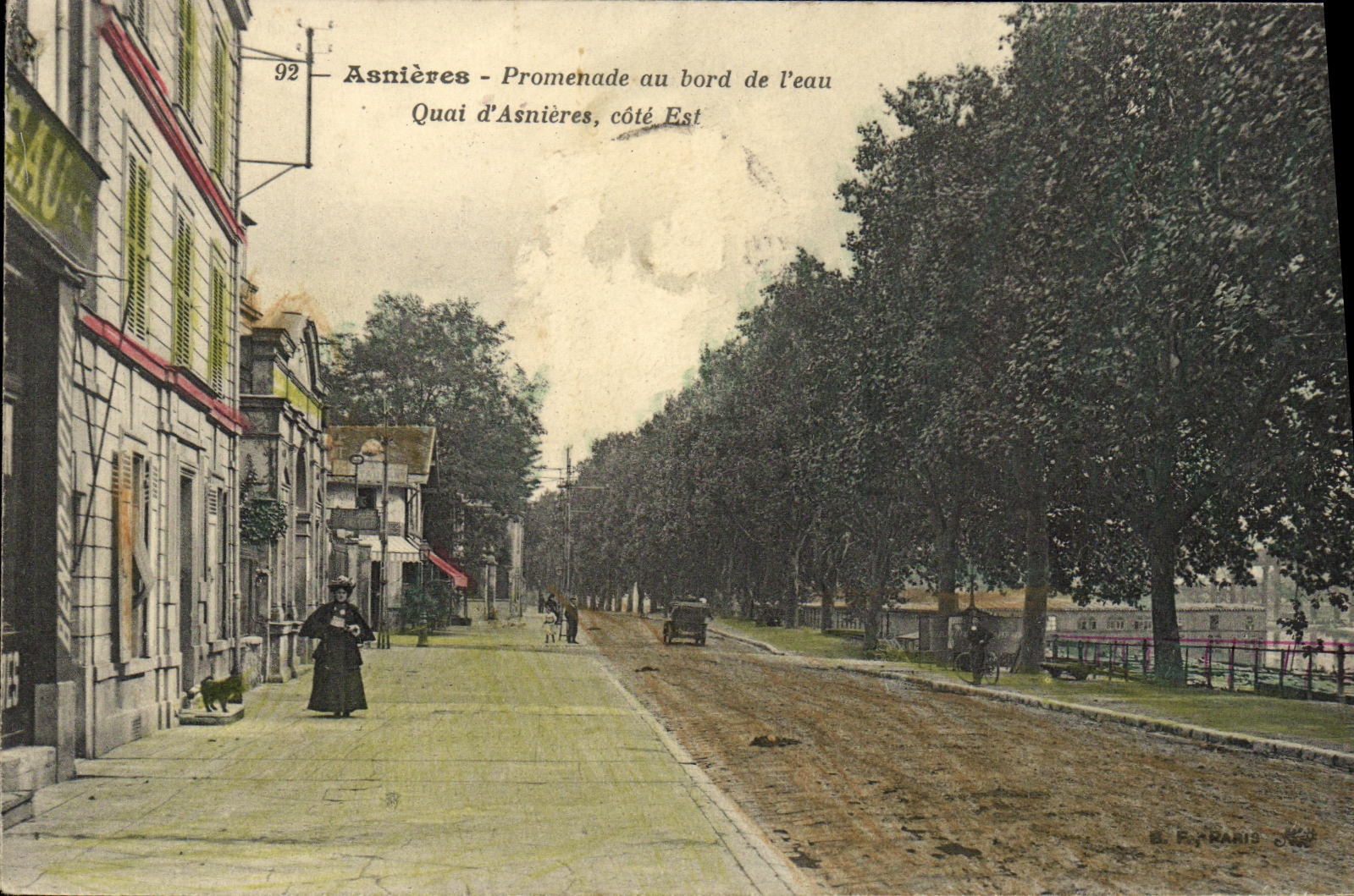 CPA Asnieres Promenade au bord de l eau quai d Asnieres cote Est