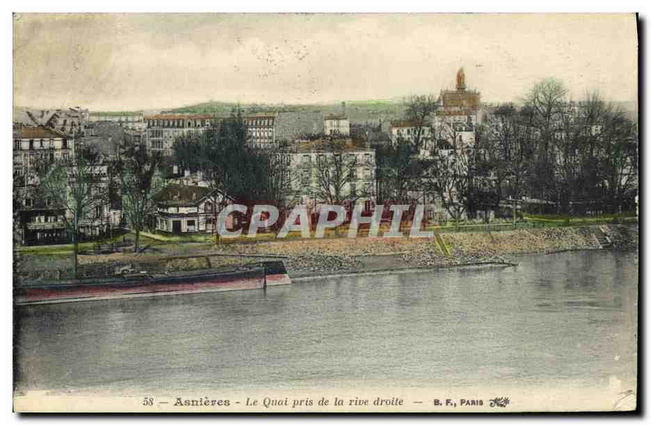 CPA Asnieres Le Quai pris de la rive droite 