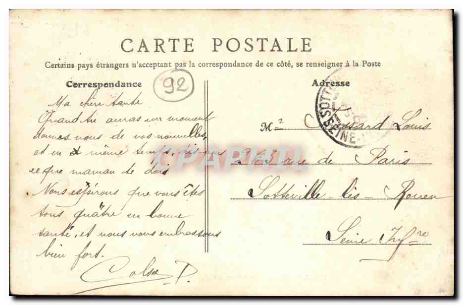 CPA Asnieres Interieur du Cimetiere des Chiens — Rückseite