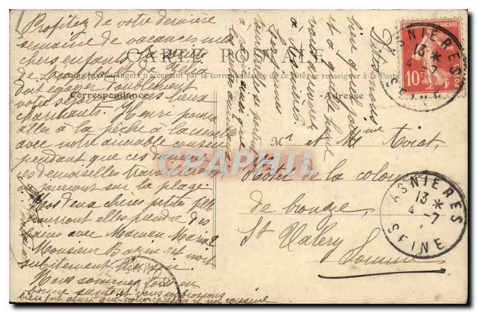 CPA Asnieres Cimetiere des Chiens — Rückseite