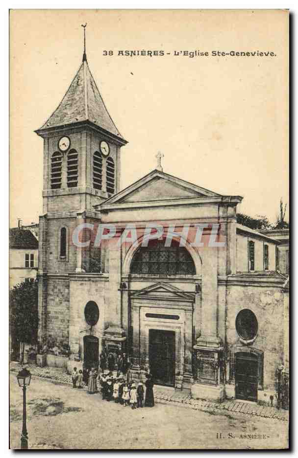 CPA Asnieres L Eglise Ste Genevieve Enfants