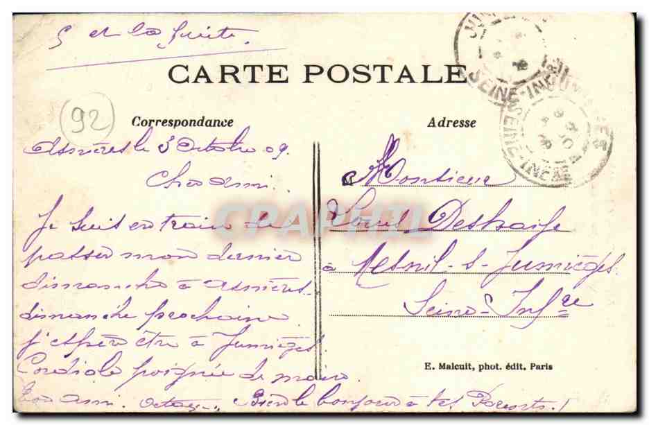 CPA Asnieres Cimetiere des Chiens Le Monument de Barry — Rückseite