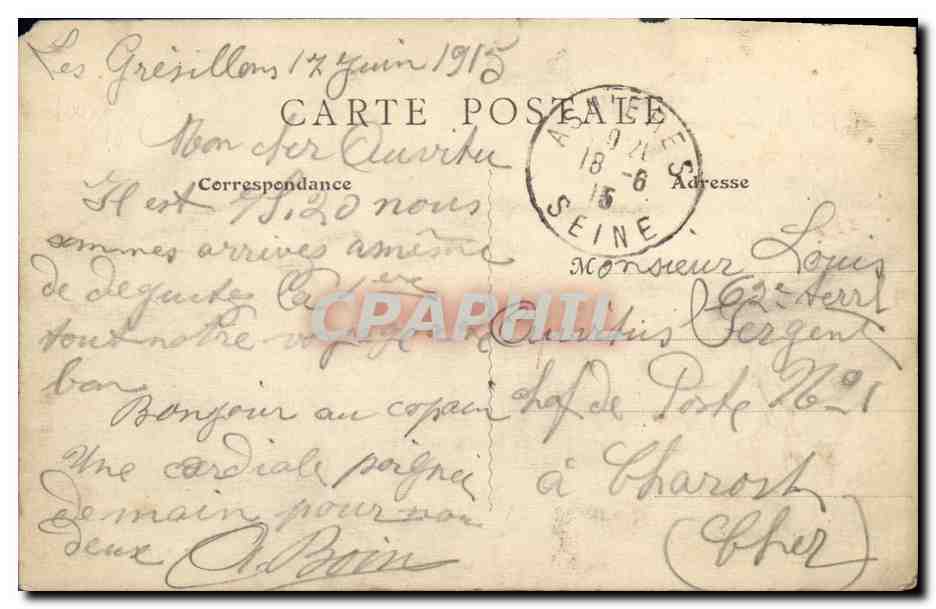 CPA Asnieres Le Clement Bayard evoluant au dessus du Pont Zeppelin Dirigeable — Rückseite
