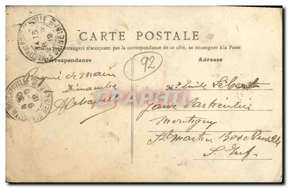 CPA Asnieres Cimetiere des Chiens — Rückseite