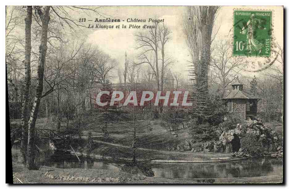CPA Asnieres Chateau Pouget Le Kiosque et la Piece d eau