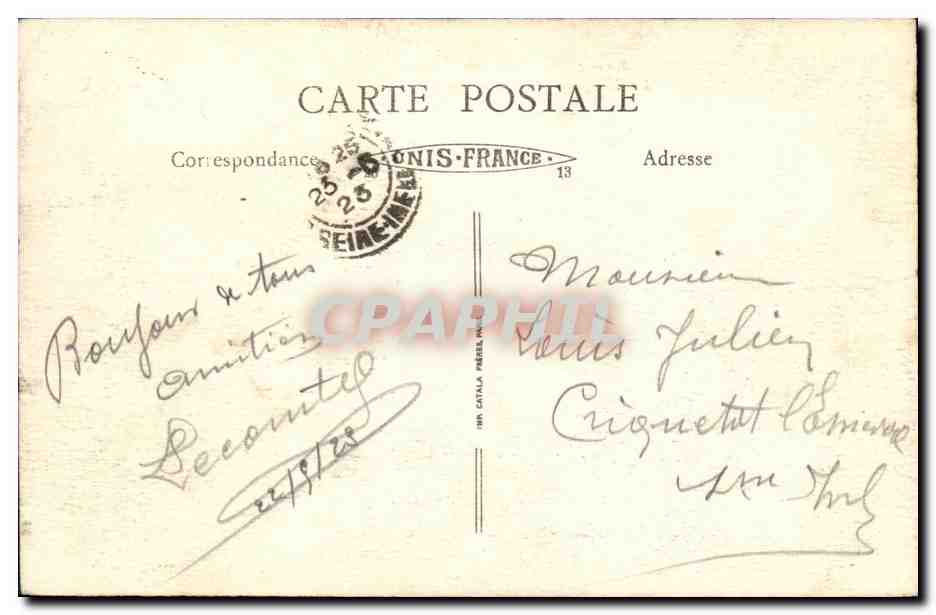 CPA Asnieres Chateau Pouget Le Kiosque et la Piece d eau — Rückseite