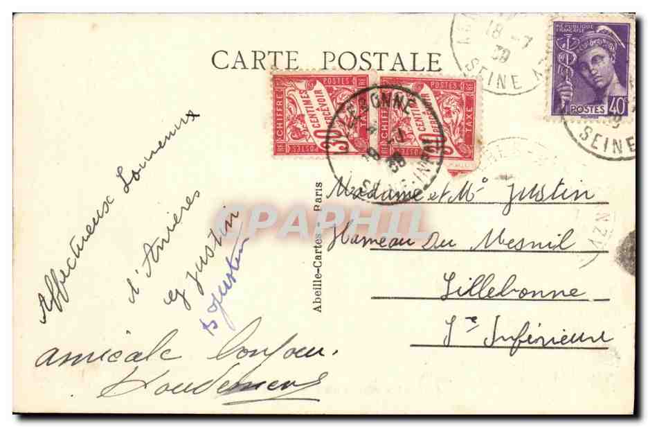 CPA Asnieres L Hotel de Ville — Rückseite