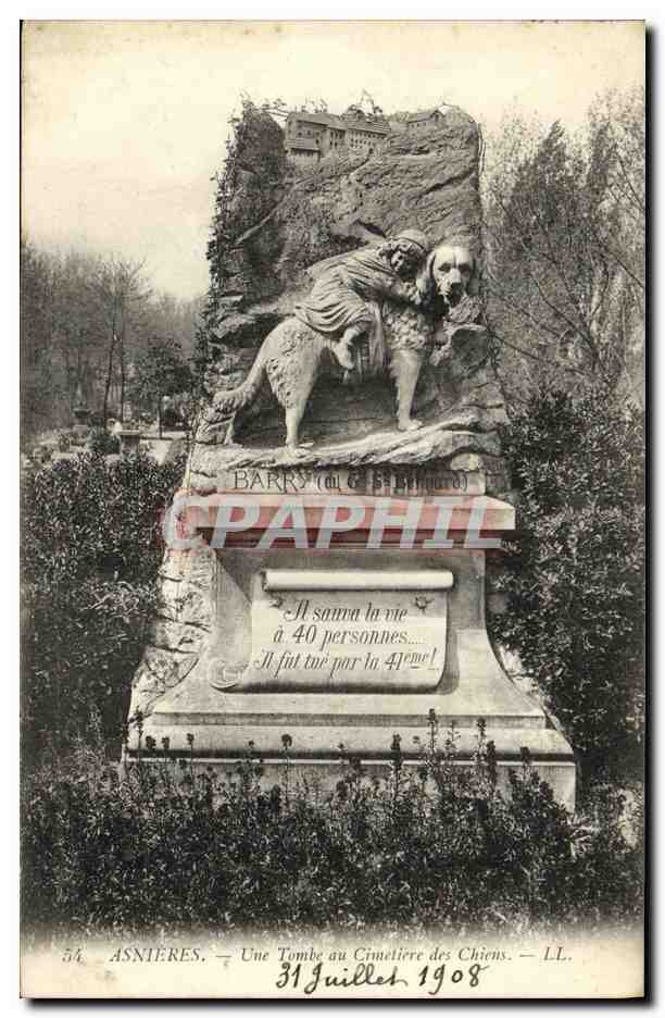 CPA Asnieres Une Tombe au Cimetiere des Chiens Barry