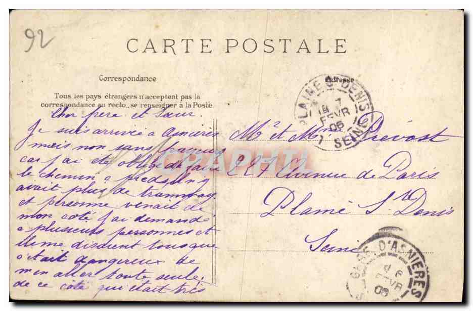 CPA Asnieres L Hotel de Ville — Rückseite