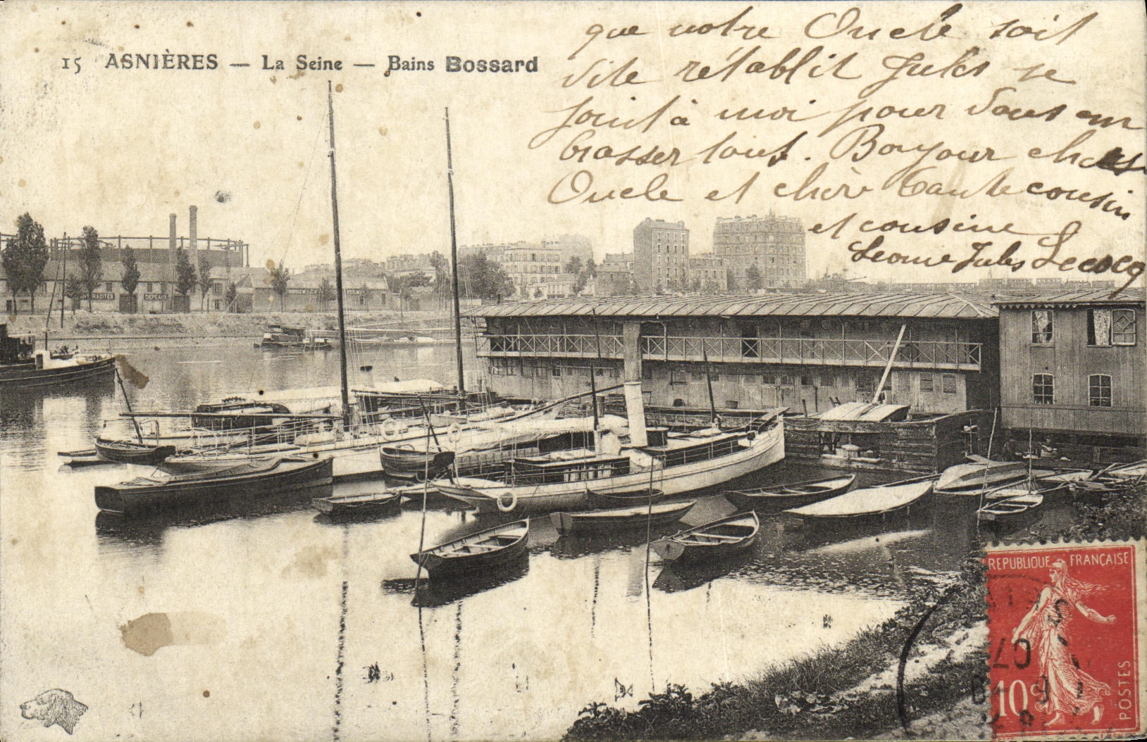 CPA Asnieres La Seine Bains Bossard Bateaux 