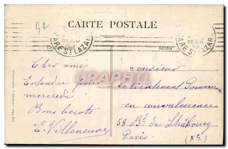 CPA Asnieres Cimetiere des Chiens Allee Principale — Rückseite