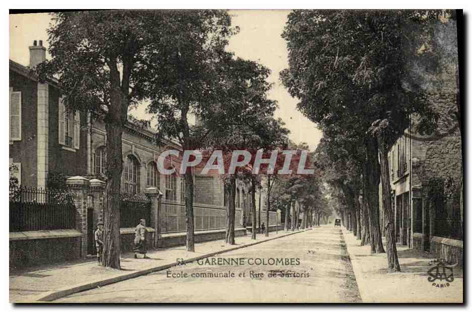 CPA Garenne Colombes Ecole communale et Rue de Sartoris