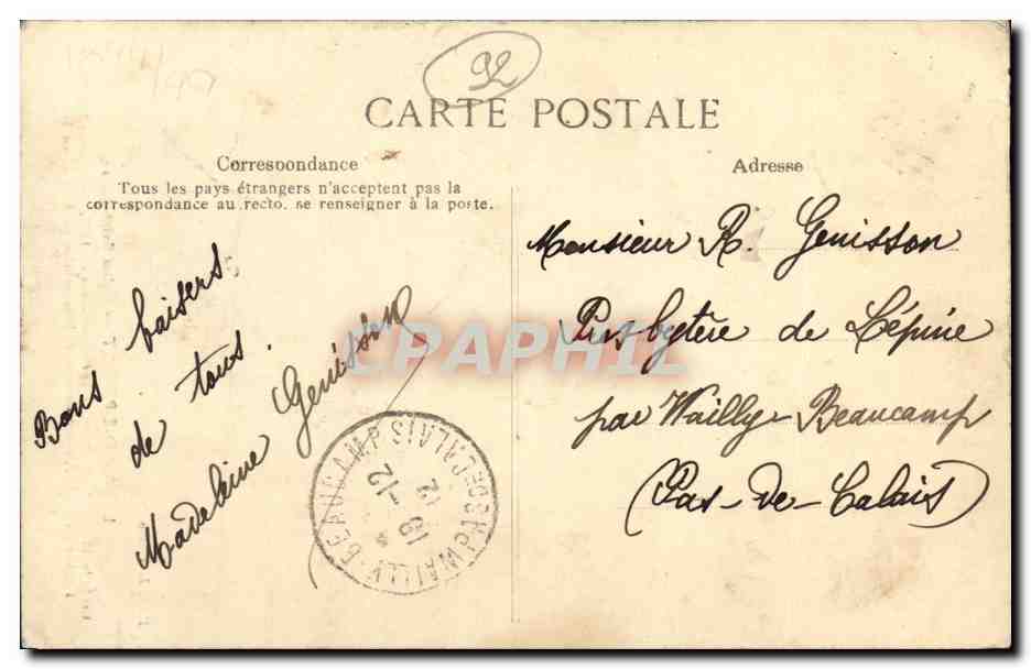 CPA Levallois Perret Eglise Saint Justin — Rückseite