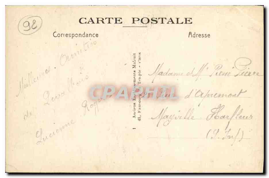 CPA Levallois Perret L Hotel de Ville — Verso