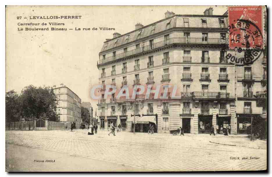 CPA Levallois Perret Carrefour de Villiers Le boulevard Bineau La Rue de villiers